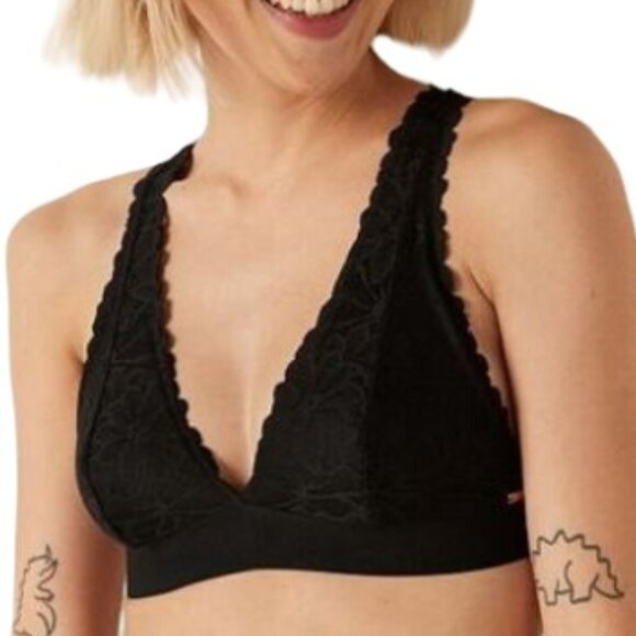 Victoria's Secret PINK Black Lace Strappy Back Halterneck Bralette S/P  NWT - Picture 3 of 16